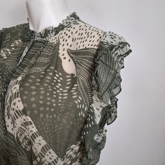 Philosophy Coquette Green White Cottagecore Abstract Sheer Prairie Midi Dress 3X - Picture 11 of 12